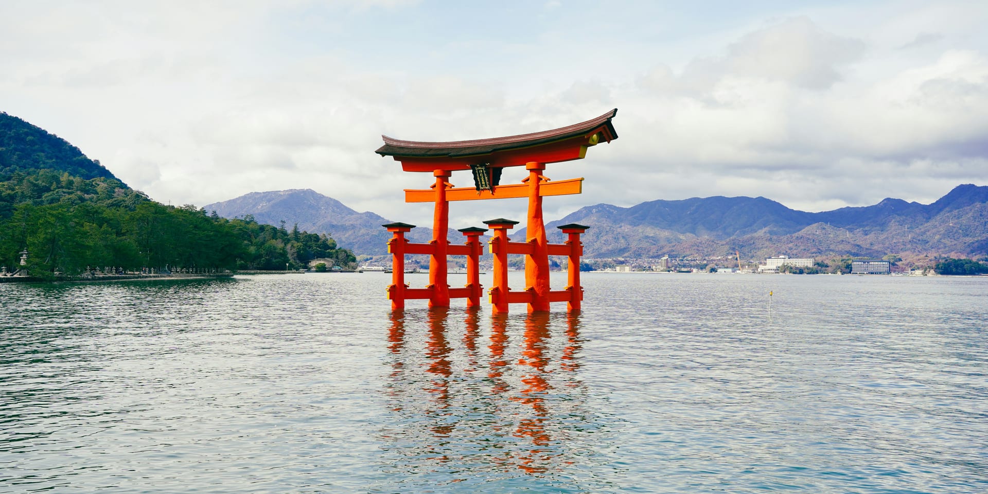 Floating torii gate of Itsukushima Shrine at Miyajima, Japan